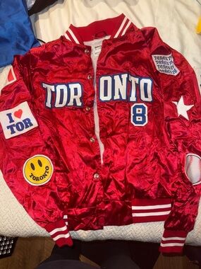 Toronto Blue Jays Wives and Girlfriends 2023 playoff jacket - bro denim; small